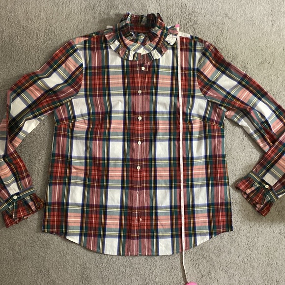 J. Crew Ruffleneck Classic Fit Shirt Snowy Stewart Tartan Plaid Button Down - M - Picture 9 of 10